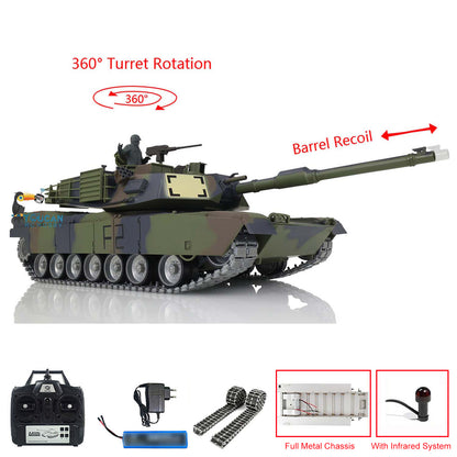 Umgerüsteter 2,4 GHz HengLong Factory USA Abrams Funkgesteuerter BB IR TK7.1 Panzer 3918 M1A2 Metallchassis Kunststoffrumpf