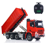3. 1/14 RC Dump Truck 8x8 Rear Axle Lifting TH-X BZ-G88 Red Rear Three-Quarter  
