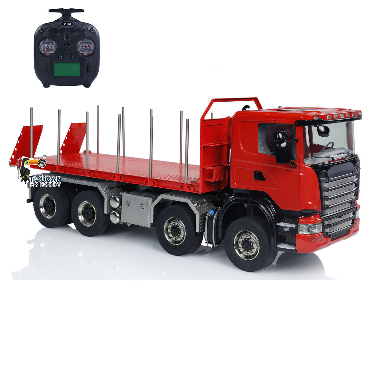 3. 1/14 RC Dump Truck 8x8 Differential Lock Axles TH-X SC-G88 Red Rear Three-Quarter  
