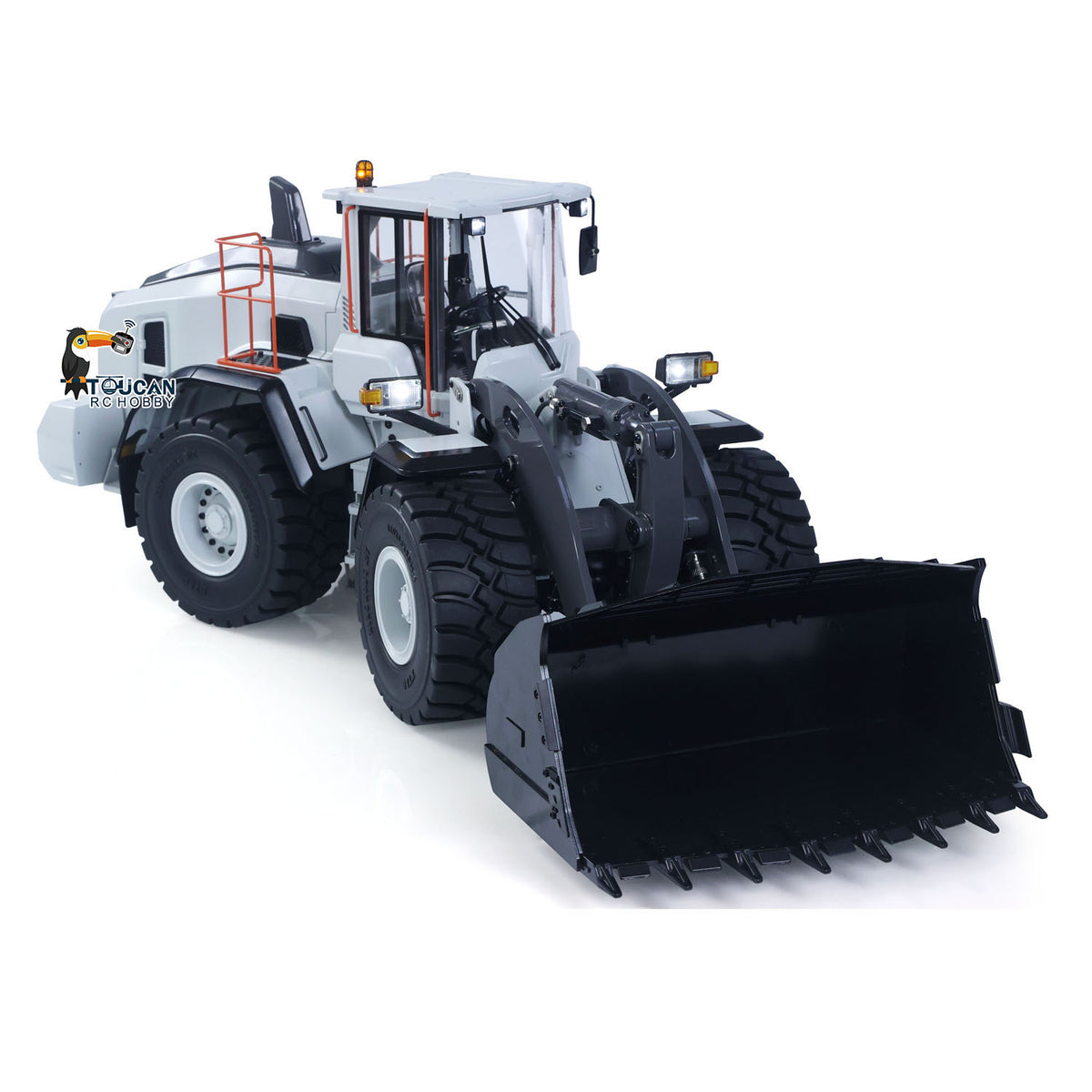 MTM E260L Metal 1/14 Loader Hydraulic Wheel Loader with Brushless 3.5MPa Pump and Quick Coupler for Bucket Fork Swap White PNP No Charger