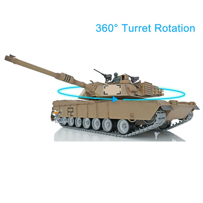 Heng Long 1/16 TK16 Full Metal Chassis RTR RC Tank 3918 M1A2 Abrams with Muzzle Flash Smoke Effects 360 Degrees Turret I6S Radio System