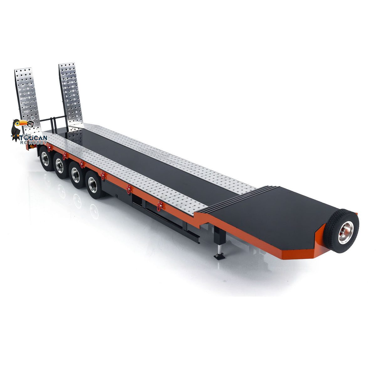 1:14 4-achs Metallanhänger für RC Traktor Auto LKW Elektrische Heckklappe Beine Lackiert Zusammengebaut DIY Modell Batterie