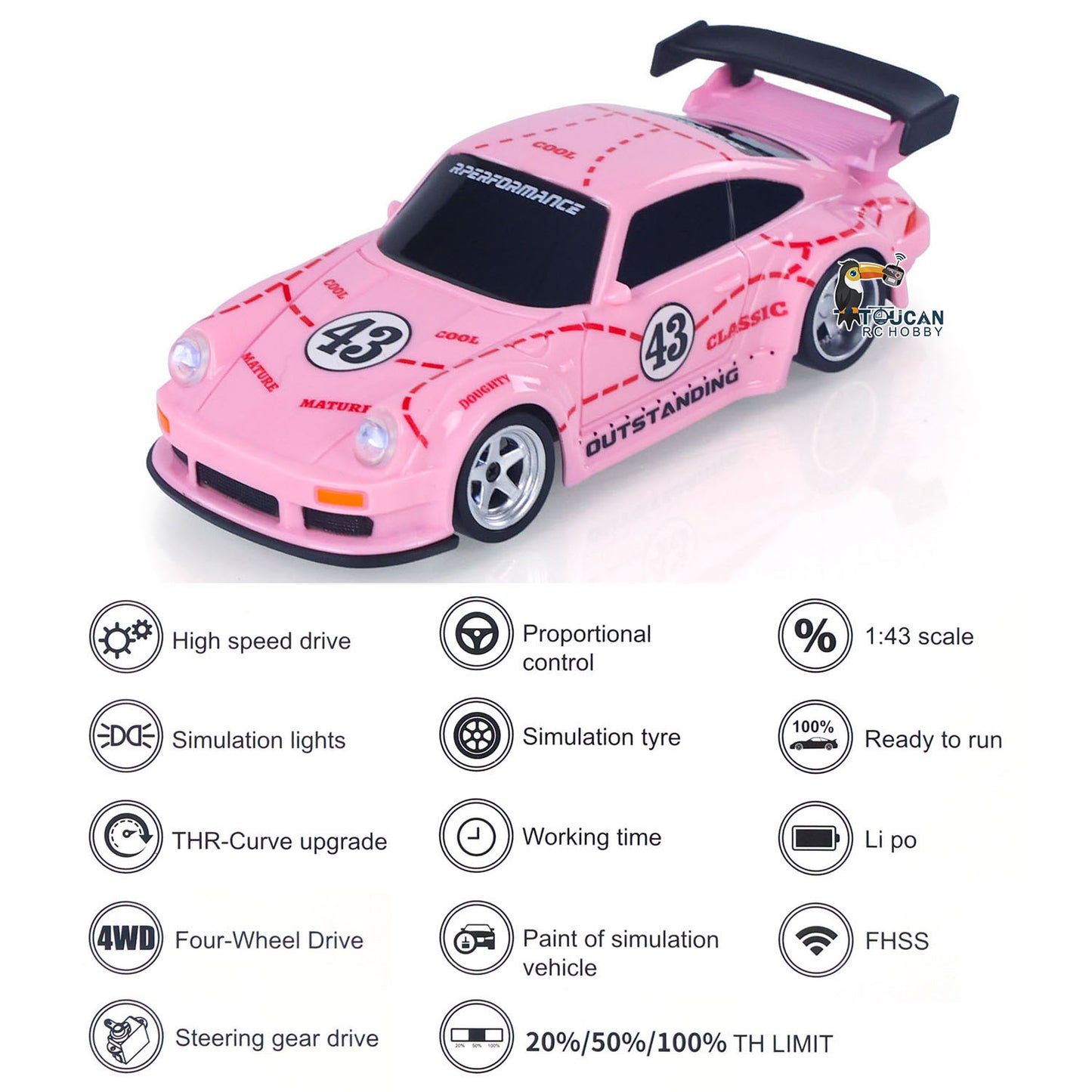 1/43 2,4G Funksteuerung Drift Auto Rennfahrzeuge High Speed 15KM/H 4WD Mini Auto Modell Batterie Lichter RTR Kinder Spielzeug Geschenk 