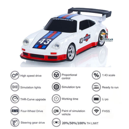 Hochgeschwindigkeits-2,4-G-Mini-RC-Driftauto 1/43 Rennfahrzeuge Gyroskop 4WD Ready to Go Mini-Auto-Spielzeug Radio Batterie Lichter Modell