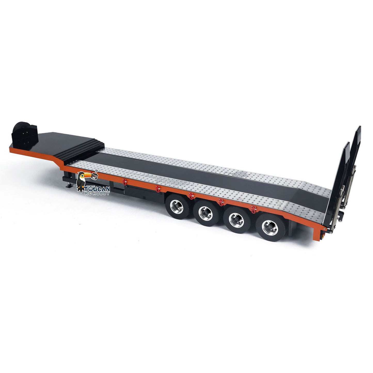 1:14 4-achs Metallanhänger für RC Traktor Auto LKW Elektrische Heckklappe Beine Lackiert Zusammengebaut DIY Modell Batterie