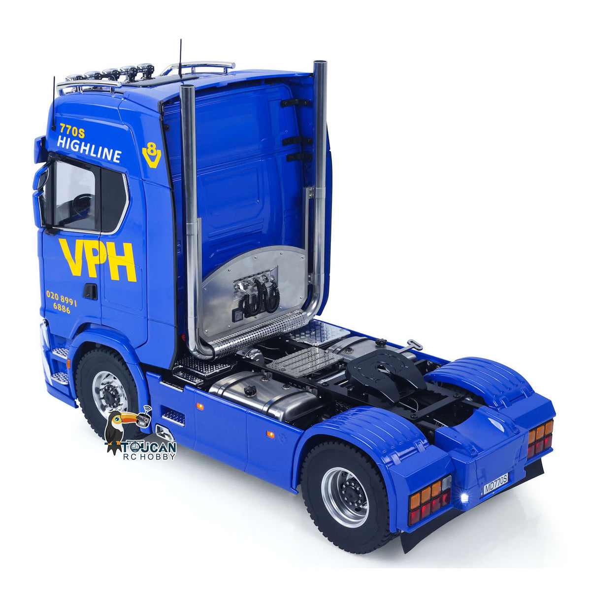 MD-SC-44 1/14 Scale Heavy Duty Metal 4x4 Tractor Truck Complete Set w/2-Speed Gearbox Cab Suspension Dark Blue