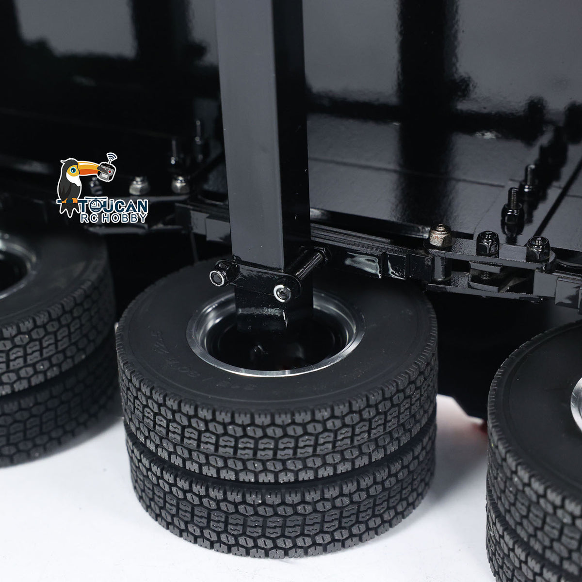 1:14 4-achs Metallanhänger für RC Traktor Auto LKW Elektrische Heckklappe Beine Lackiert Zusammengebaut DIY Modell Batterie
