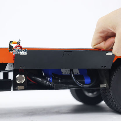 1:14 4-achs Metallanhänger für RC Traktor Auto LKW Elektrische Heckklappe Beine Lackiert Zusammengebaut DIY Modell Batterie