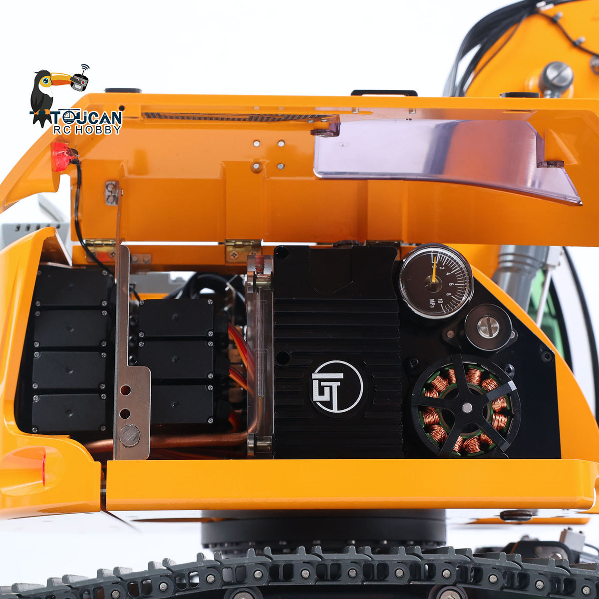 TOUCAN RC HOBBY JDM-208U-R920 1/14 Metal Hydraulic Excavator 7-ways Reversing Valve Quick Release Coupler Dual Cooling System for Model Enthusiasts