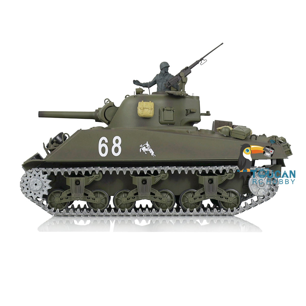Henglong 1/16 TK7.0 USA M4A3 Sherman 3898 RTR RC Tank FPV Barrel Recoil 360 Degrees Turret BB IR Smoke Metal Tracks Sprockets Idlers Wheels