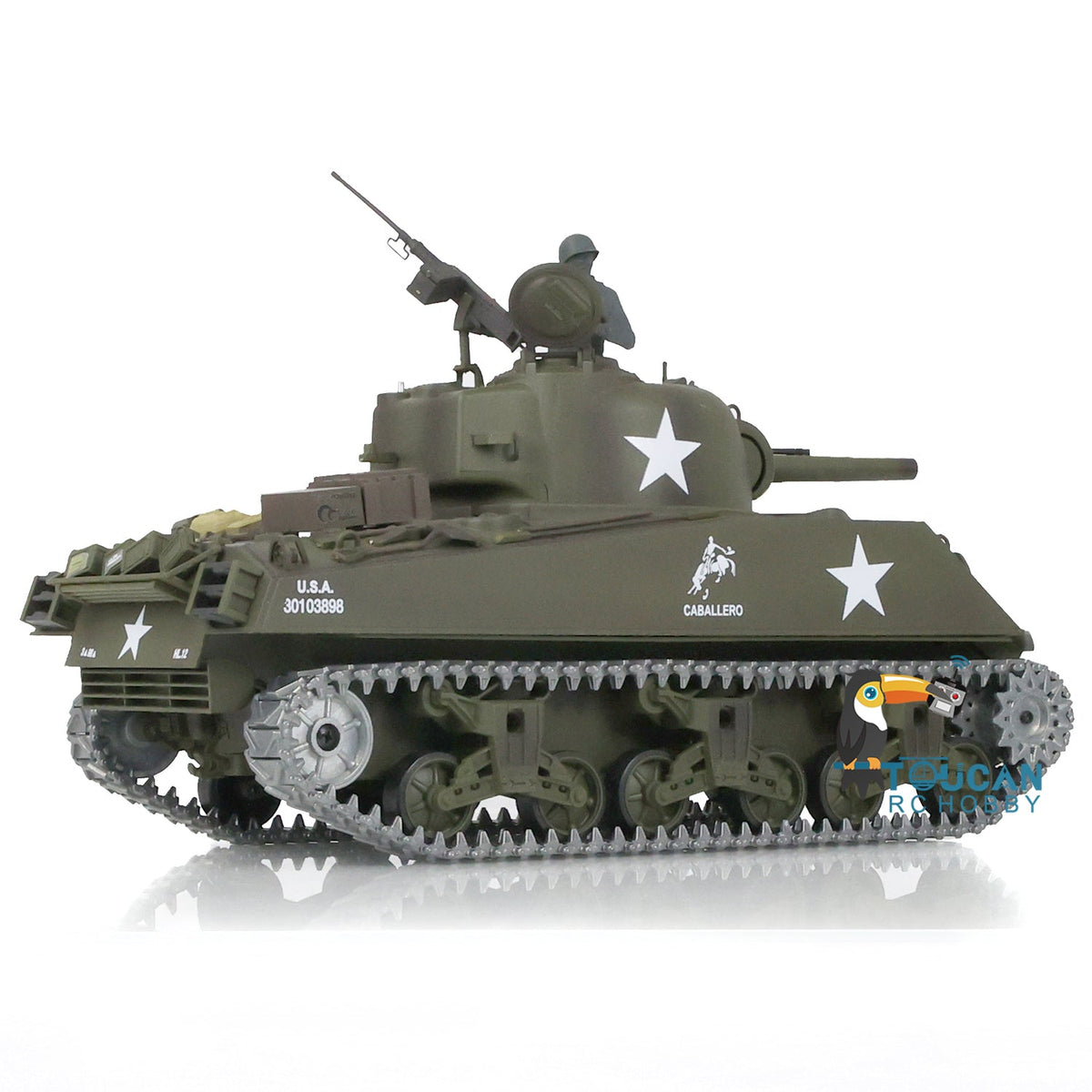 Henglong 1/16 TK7.0 USA M4A3 Sherman 3898 RTR RC Tank FPV Barrel Recoil 360 Degrees Turret BB IR Smoke Metal Tracks Sprockets Idlers Wheels