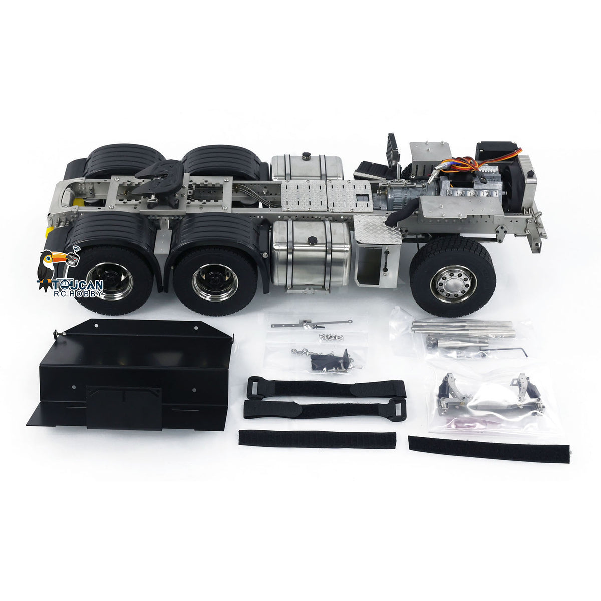 Metall-6x6-Chassis für 770S 1/14 RC-Sattelzugmaschine, 3-Gang-Getriebe, Differentialsperrenachsen, mit Sound- und Lichtsystem
