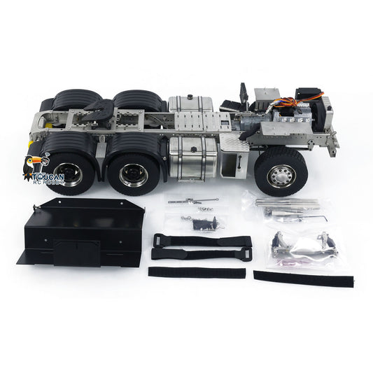 Metall-6x6-Chassis für 770S 1/14 RC-Sattelzugmaschine, 3-Gang-Getriebe, Differentialsperrenachsen, mit Sound- und Lichtsystem