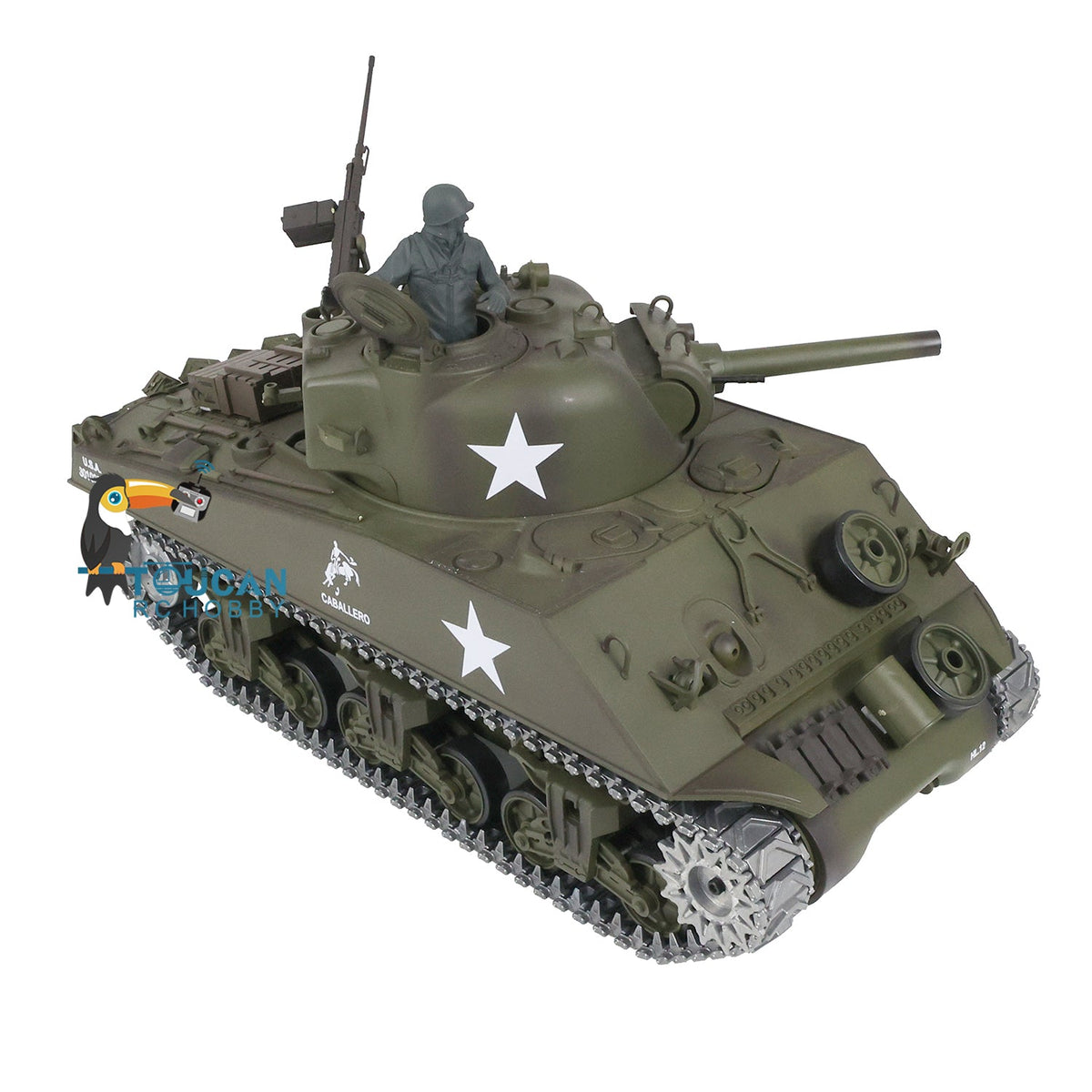 Henglong 1/16 TK7.0 Promotin USA M4A3 Sherman 3898 RTR RC Tank with Barrel Recoil BB IR Smoke Metal Tracks Sprockets Idlers Wheels