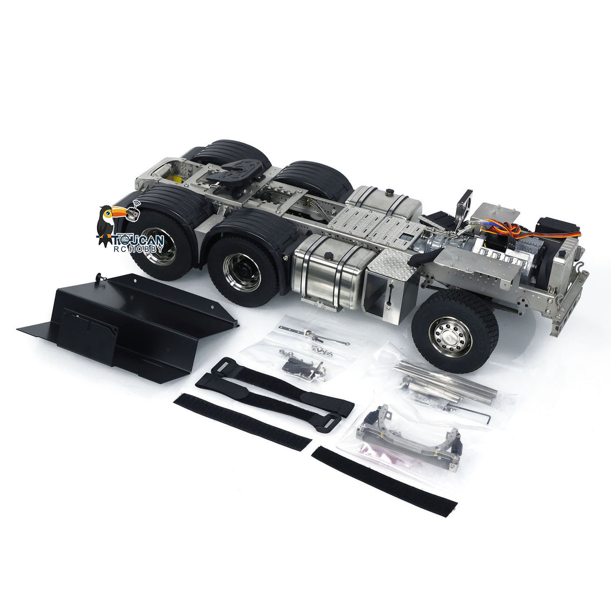 Metall-6x6-Chassis für 770S 1/14 RC-Sattelzugmaschine, 3-Gang-Getriebe, Differentialsperrenachsen, mit Sound- und Lichtsystem