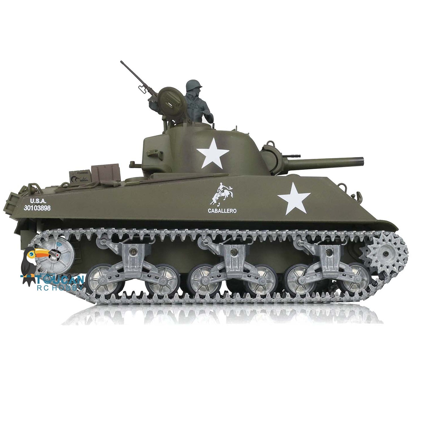 Henglong 1/16 Profession TK7.0 USA M4A3 Sherman 3898 RTR RC Tank BB IR Smoke 360 Degrees Turret Metal Tracks Sprockets Idlers Road Wheels