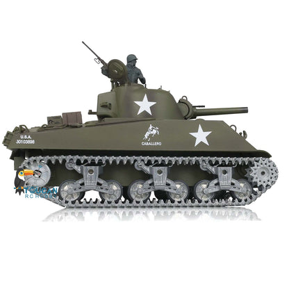 Henglong 1/16 TK7.0 Customized 3898 USA M4A3 Sherman RTR RC Tank Barrel Recoil 360 Degrees Turret Infrared Combat Smoke BB Metal Tracks Road Idler Drive Wheels