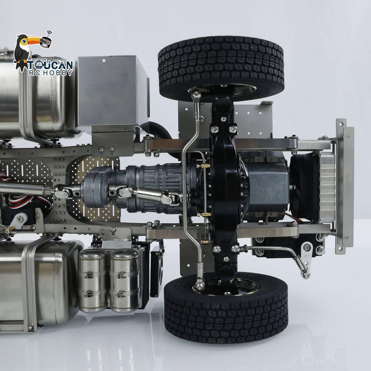 Metall-6x6-Chassis für 770S 1/14 RC-Sattelzugmaschine, 3-Gang-Getriebe, Differentialsperrenachsen, mit Sound- und Lichtsystem
