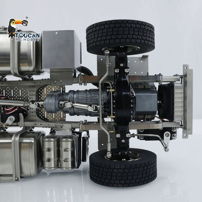 Metall-6x6-Chassis für 770S 1/14 RC-Sattelzugmaschine, 3-Gang-Getriebe, Differentialsperrenachsen, mit Sound- und Lichtsystem