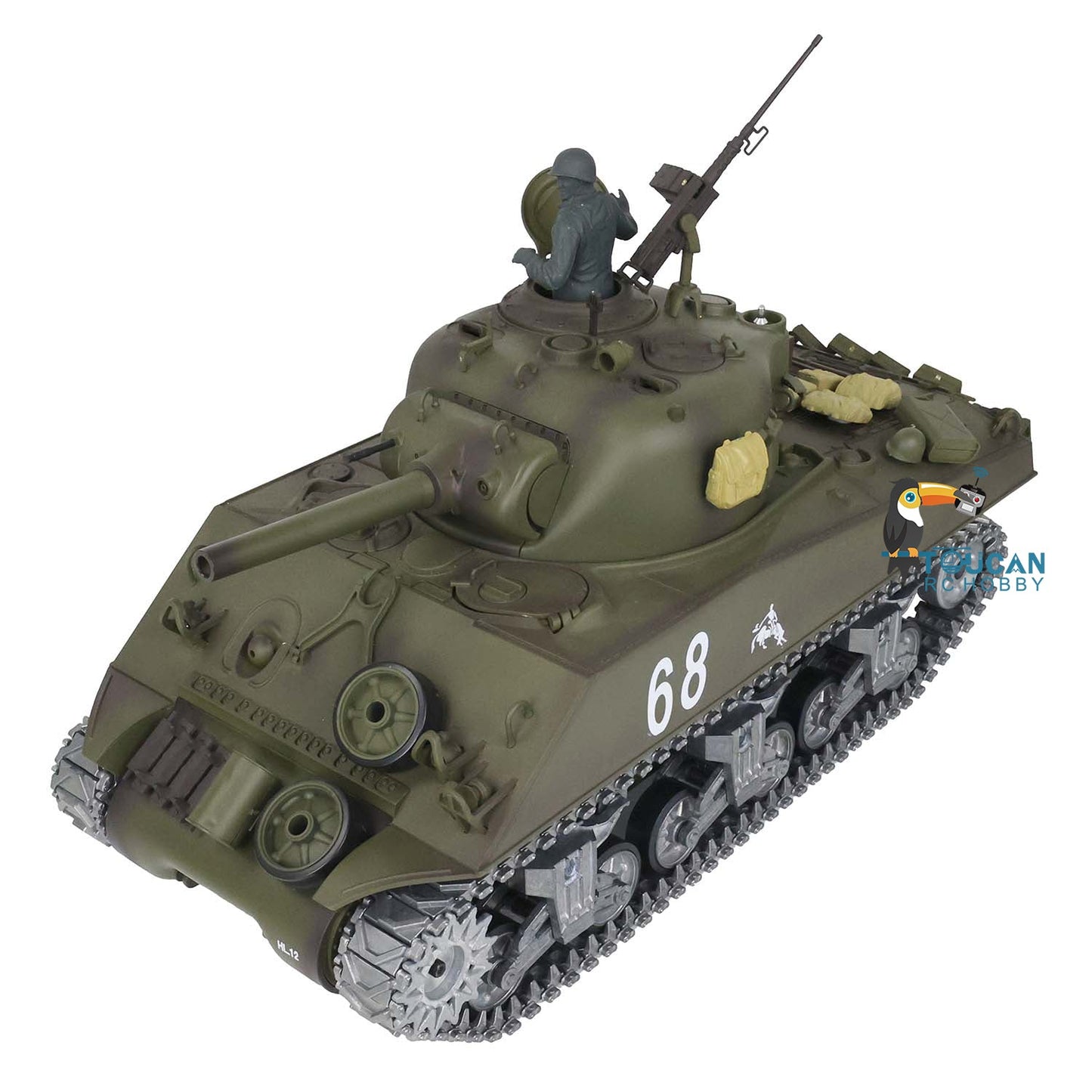 Henglong 1/16 Profession TK7.0 USA M4A3 Sherman 3898 RTR RC Tank BB IR Smoke 360 Degrees Turret Metal Tracks Sprockets Idlers Road Wheels