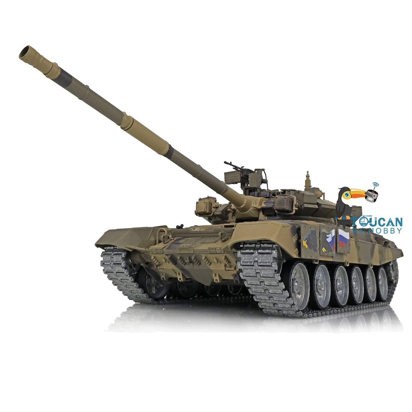 Henglong 1/16 TK7.0 Profession Russian T90 RC Tank 3938 with Red Eyes 360 Degrees Turret Smoke Infrared Combat Metal Sprockets Idlers Road Wheels