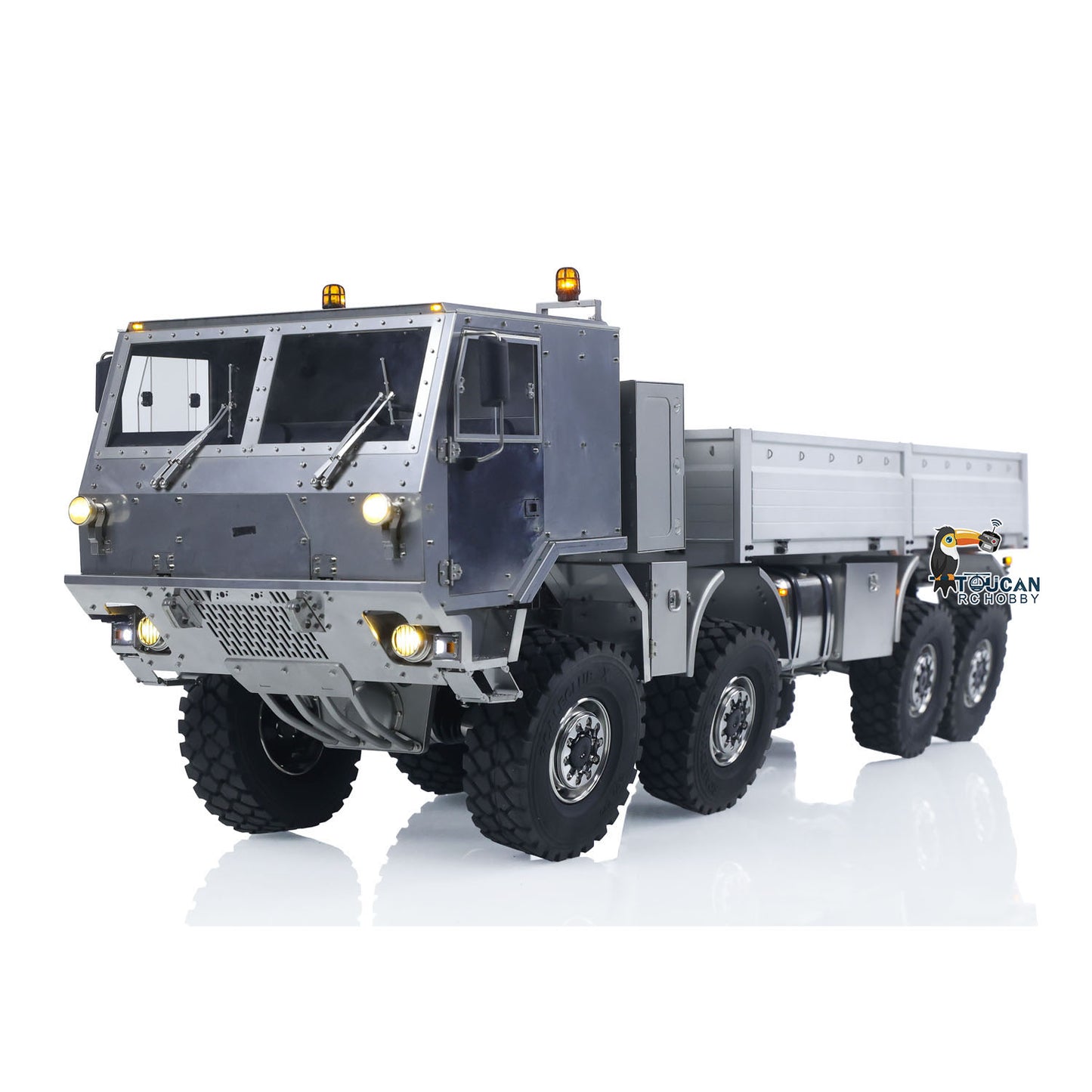 T815 3Speed 1/14 RC Off Road Military Truck Metal Body Remote Control 8*8 Transport Vehicle Flysky ST8 Radio Light Sound