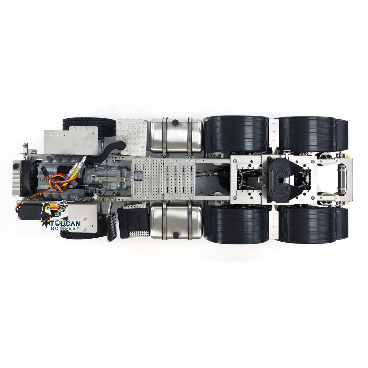Metall-6x6-Chassis für 770S 1/14 RC-Sattelzugmaschine, 3-Gang-Getriebe, Differentialsperrenachsen, mit Sound- und Lichtsystem