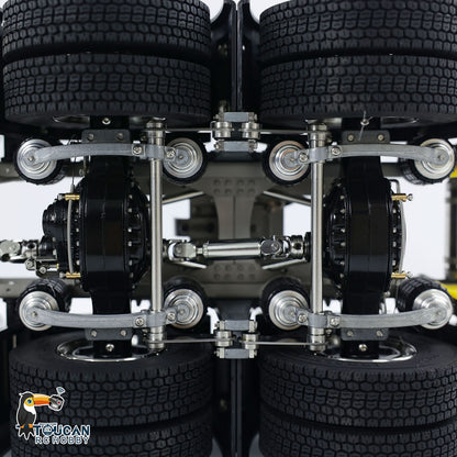 Metall-6x6-Chassis für 770S 1/14 RC-Sattelzugmaschine, 3-Gang-Getriebe, Differentialsperrenachsen, mit Sound- und Lichtsystem