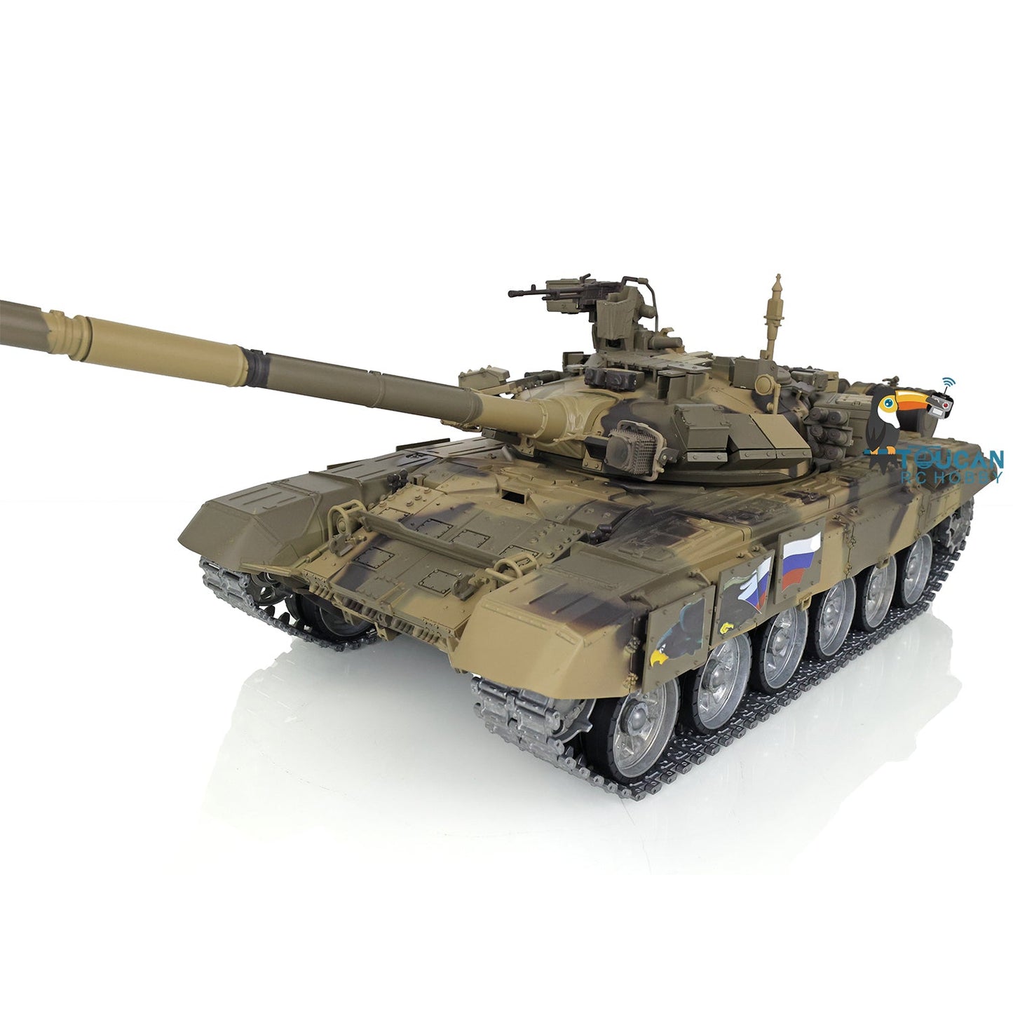 Henglong 1/16 TK7.0 Profession Russian T90 RC Tank 3938 with Red Eyes 360 Degrees Turret Smoke Infrared Combat Metal Sprockets Idlers Road Wheels