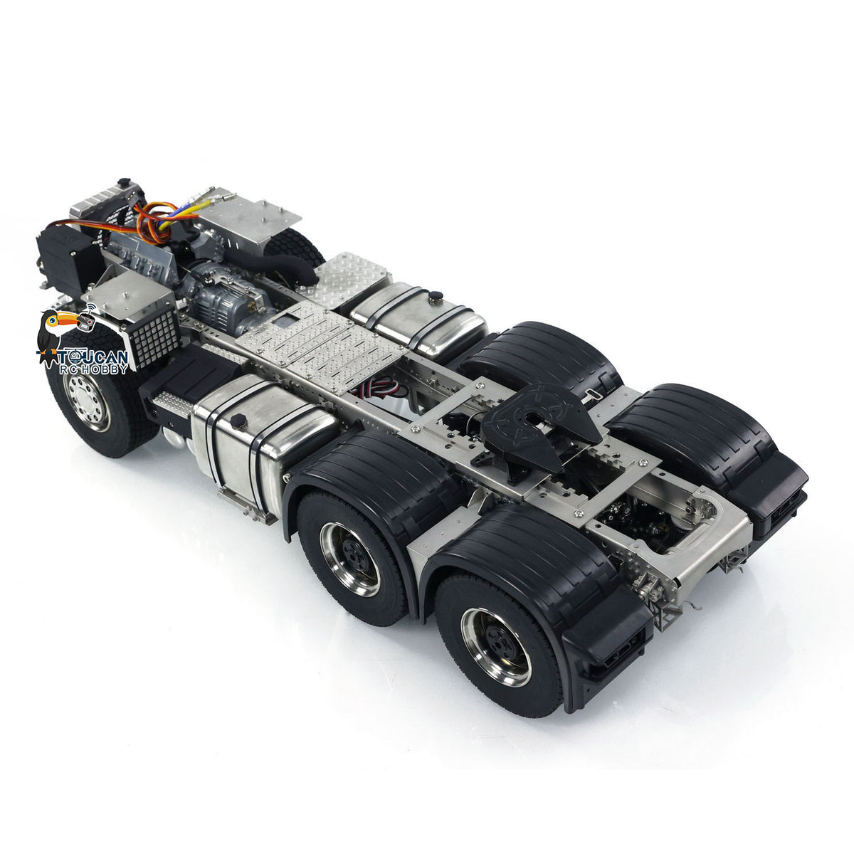 Metall-6x6-Chassis für 770S 1/14 RC-Sattelzugmaschine, 3-Gang-Getriebe, Differentialsperrenachsen, mit Sound- und Lichtsystem