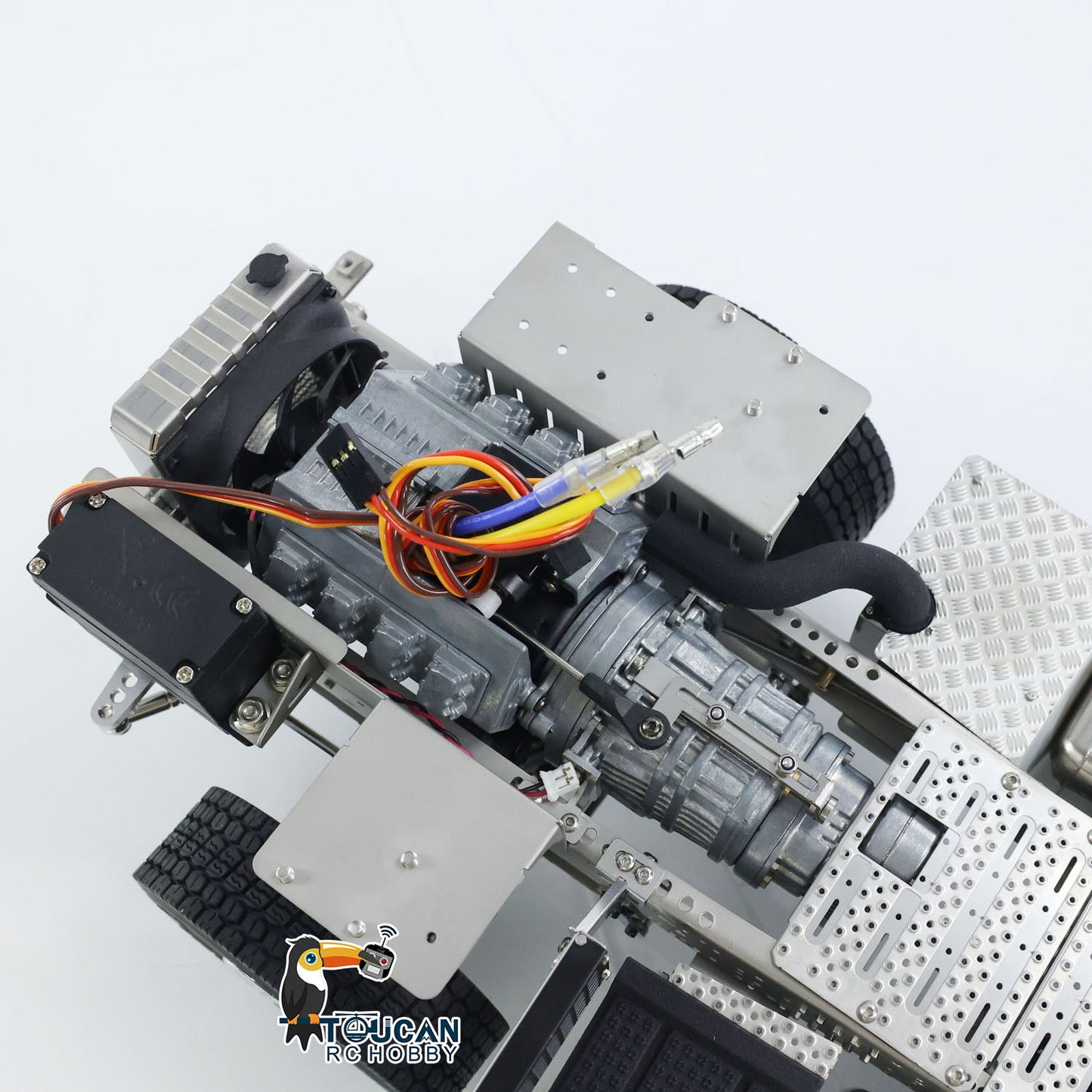 Metall-6x6-Chassis für 770S 1/14 RC-Sattelzugmaschine, 3-Gang-Getriebe, Differentialsperrenachsen, mit Sound- und Lichtsystem