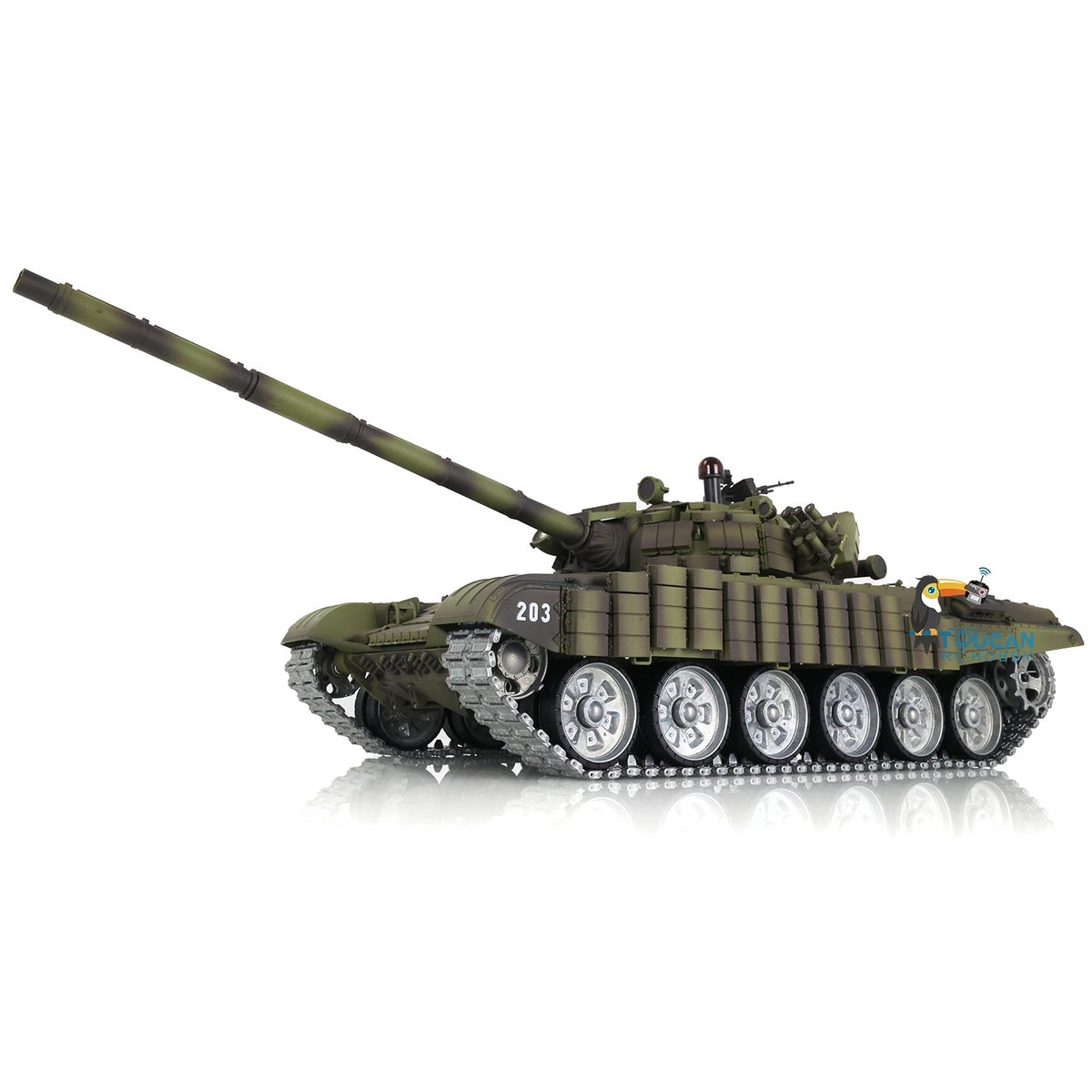 Henglong 1/16 TK7.0 Russia T72 RTR RC Tank 3939 with Red Eyes Armor 360 Degrees Turret BB IR Smoke Metal Tracks Gearbox Sprockets Idlers Road Wheels