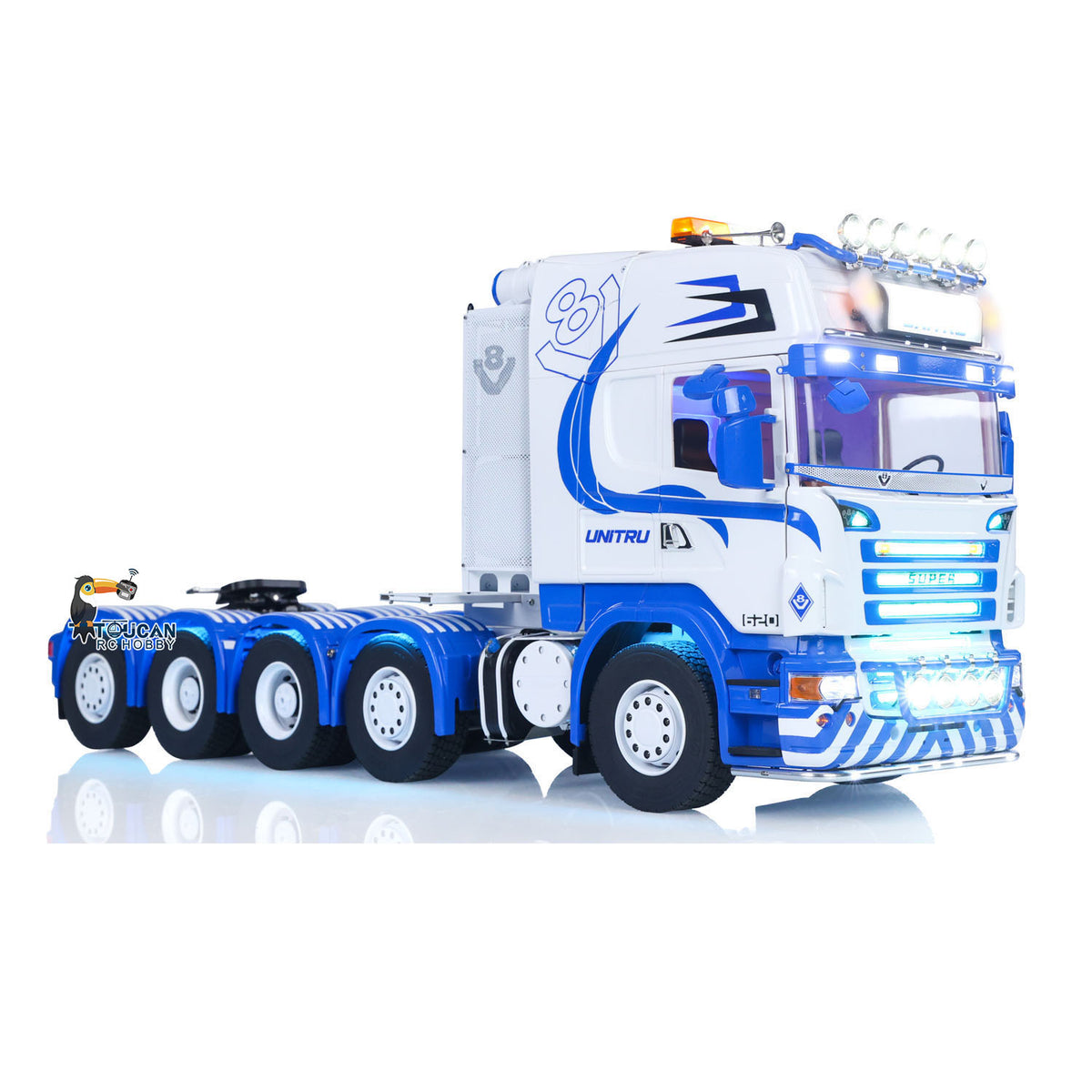 In Stock TOUCAN RC HOBBY 1/14 10x10 RC Tractor Truck Unitru 04 Remote Control Lorry Metal Chassis SC 3Speed Transmission Smoke Unit Customized UNITRU Stickers