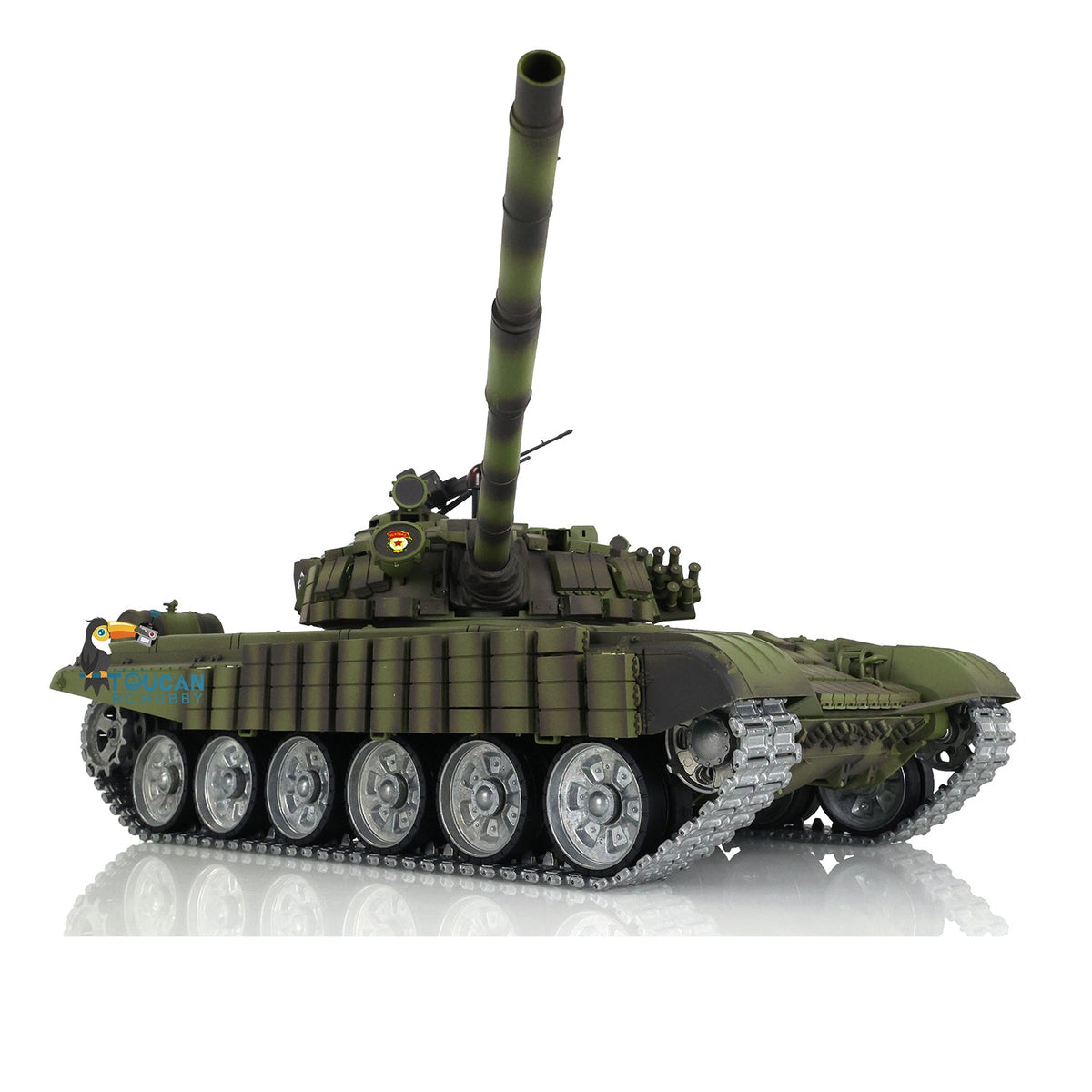 Henglong 1/16 TK7.0 Russia T72 RTR RC Tank 3939 with Red Eyes Armor 360 Degrees Turret BB IR Smoke Metal Tracks Gearbox Sprockets Idlers Road Wheels