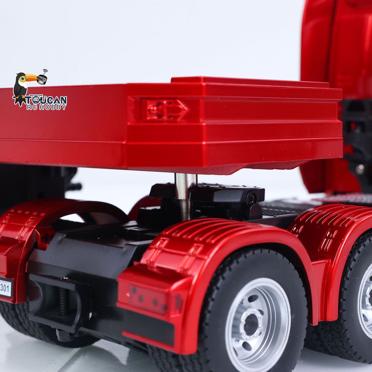 TOUCAN RC HOBBY HUINA RTR 1/24 Remote Control Tractor Truck 770S W/ Light Sound System Manual Support Legs Tail Board 3Axle Semi Flatbed Trailer