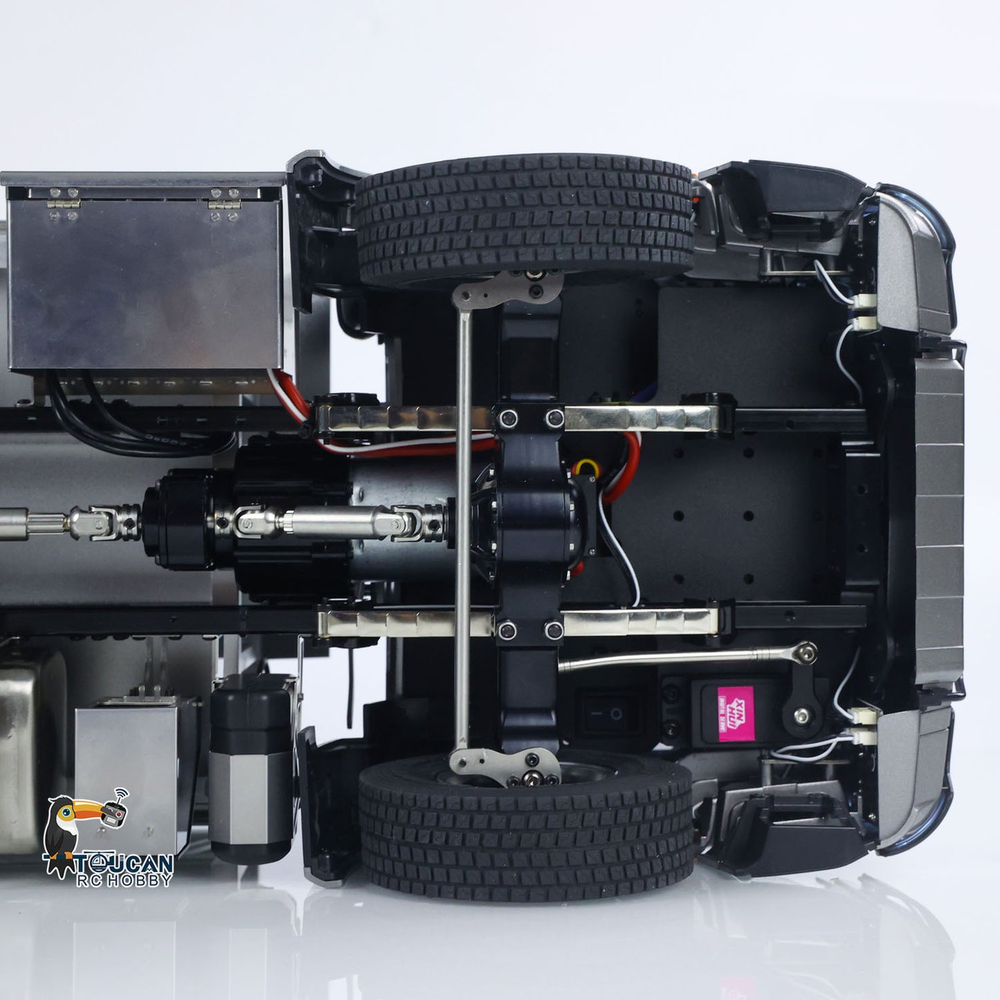 Schnelles freies Verschiffen Metall-Chassis-Modell RTR 1/14 RC Hydraulischer Dumper 2-Gang-Fernbedienung Kipper Auto 3 Achsen KEINE Sperrdifferentialachse Radiobatterie