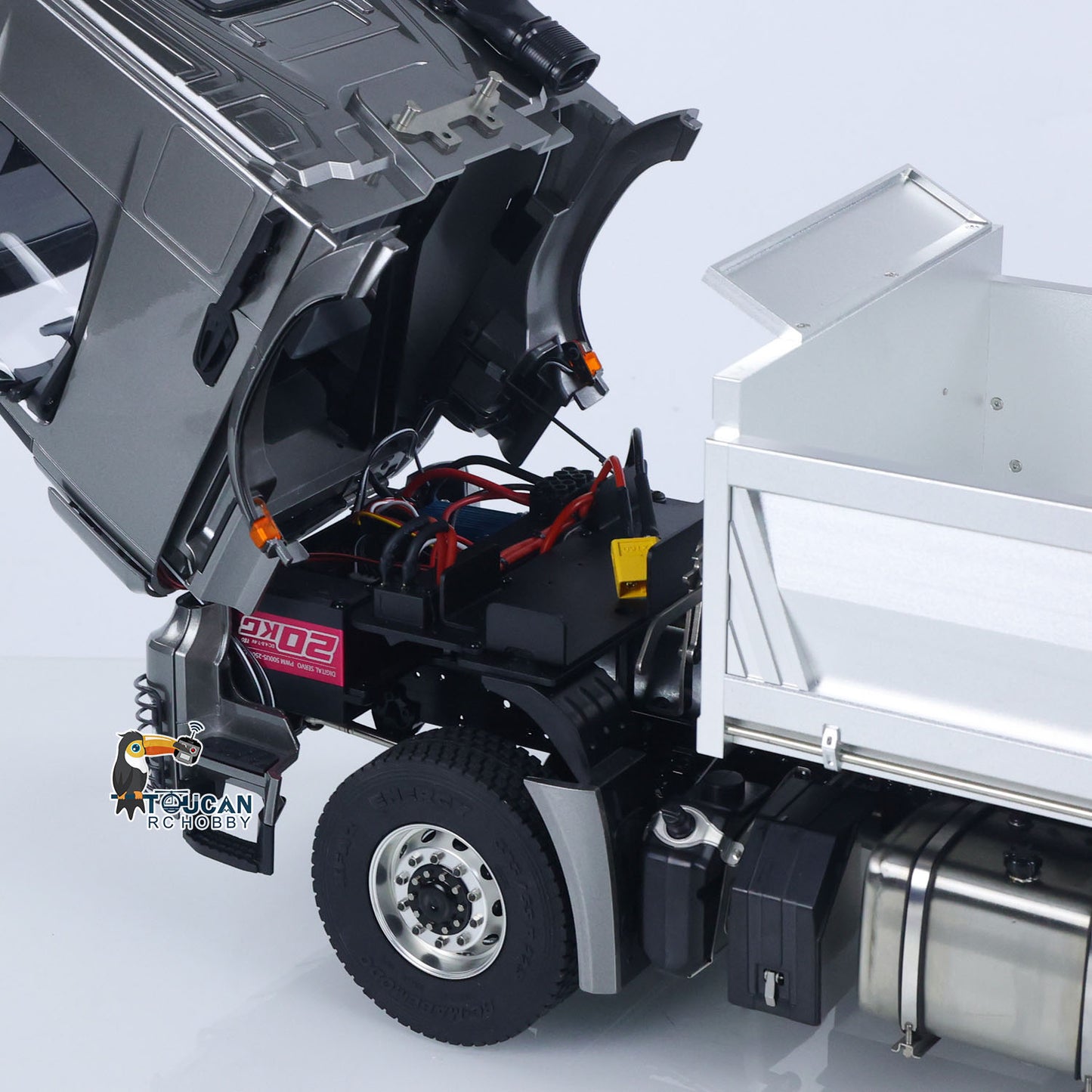 Schnelles freies Verschiffen Metall-Chassis-Modell RTR 1/14 RC Hydraulischer Dumper 2-Gang-Fernbedienung Kipper Auto 3 Achsen KEINE Sperrdifferentialachse Radiobatterie