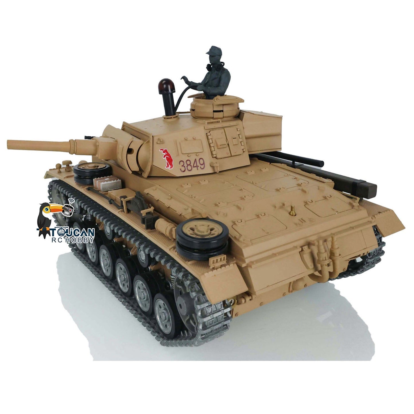 Henglong 1/16 7.0 Profession German Panzer III H RTR RC Tank 3849 with 360 Degrees Turret IR BB Smoke Metal Sprockets Idlers Road Wheels Barrel Tracks Gearbox