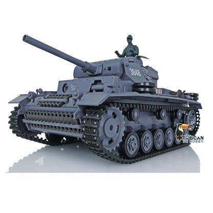 Henglong 1/16 TK7.0 Plastic German Panzer III L 3848 RTR RC Tank Model Infrared System BB Unit Smoke Lights 2 Sounds Metal Barrel