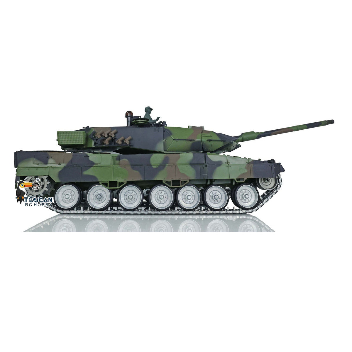 Henglong 1/16 TK7.0 3889 Leopard2A6 RTR RC Tank 360 Degrees Turret Barrel Recoil Smoke BB IR Metal Single Rubber Tracks Sprockets Idlers Wheels Gearbox
