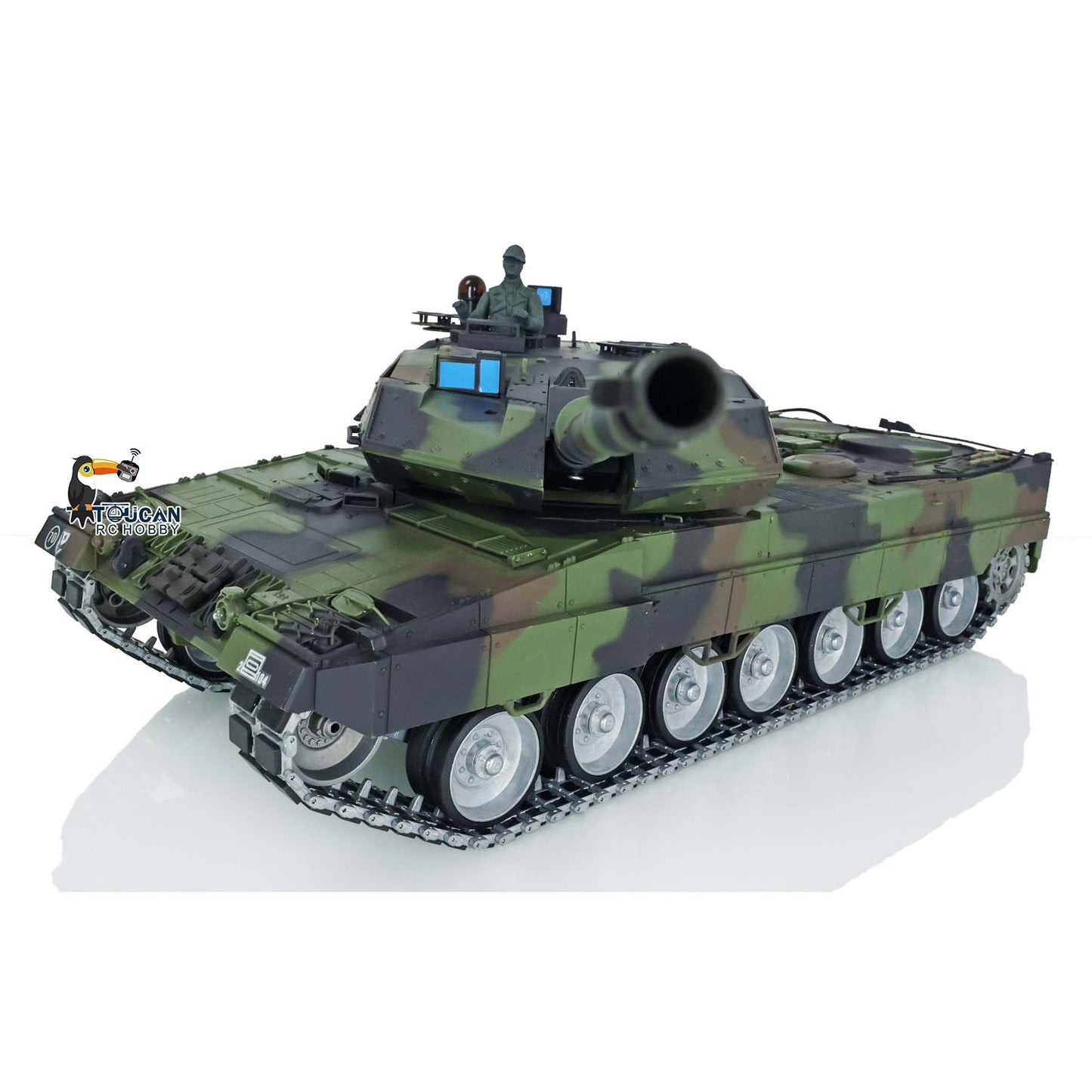 Henglong 1/16 TK7.0 3889 Leopard2A6 RTR RC Tank 360 Degrees Turret Barrel Recoil Smoke BB IR Metal Single Rubber Tracks Sprockets Idlers Wheels Gearbox