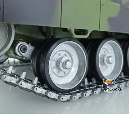 Henglong 1/16 TK7.0 3889 Leopard2A6 RTR RC Tank 360 Degrees Turret Barrel Recoil Smoke BB IR Metal Single Rubber Tracks Sprockets Idlers Wheels Gearbox