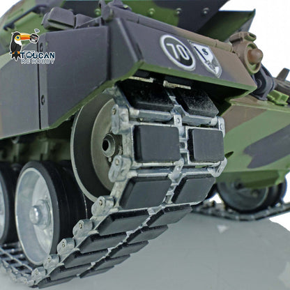 Henglong 1/16 TK7.0 Leopard2A6 RTR RC Tank 3889 with Barrel Recoil BB IR Smoke Metal Single Rubber Tracks Gearbox Sprockets Idlers Road Wheels