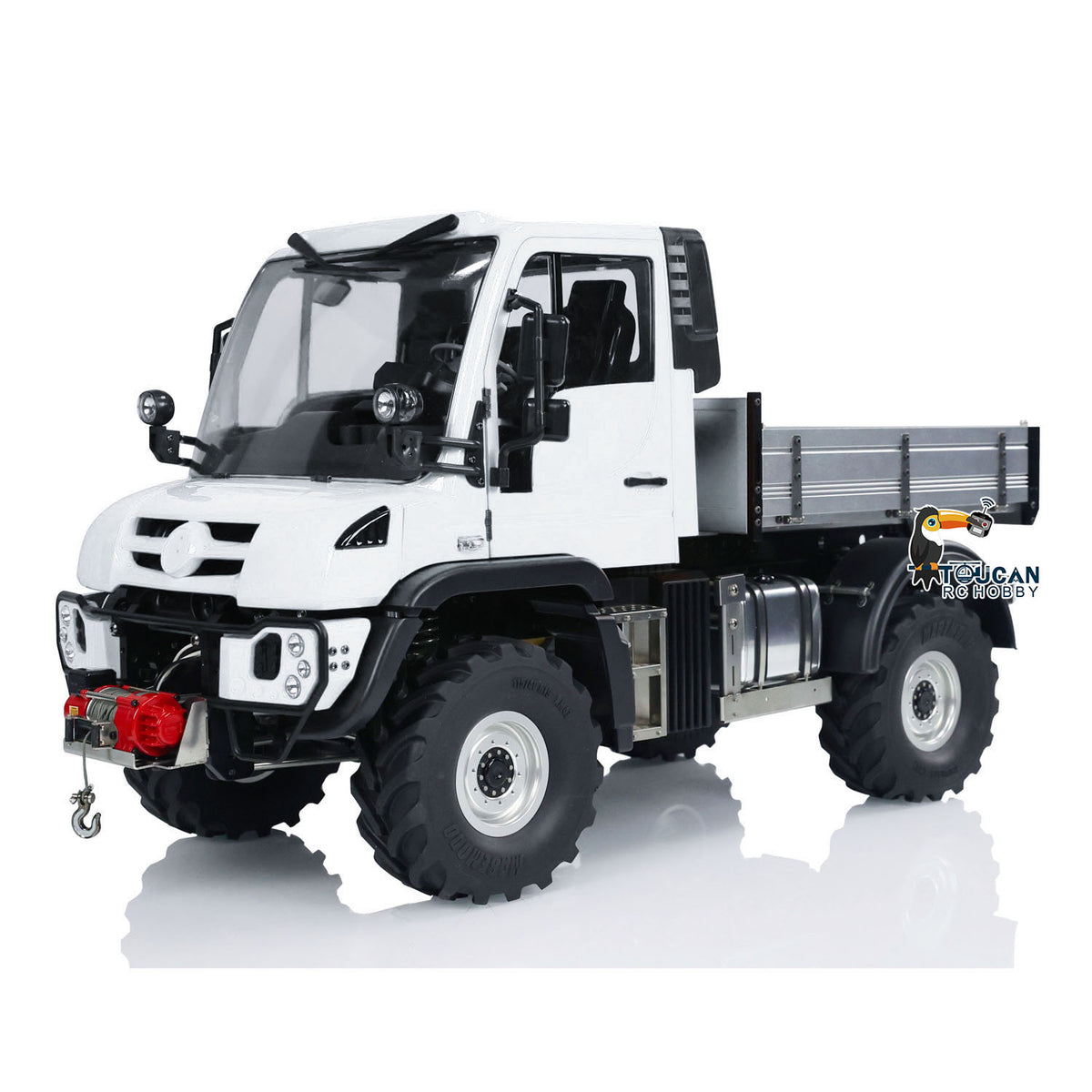 1/10 4X4 RC Car Off-Road Vehicle UNI U423 Winch Construction Truck 2-Speed Transmission Brushed Motor ESC Differential Lock