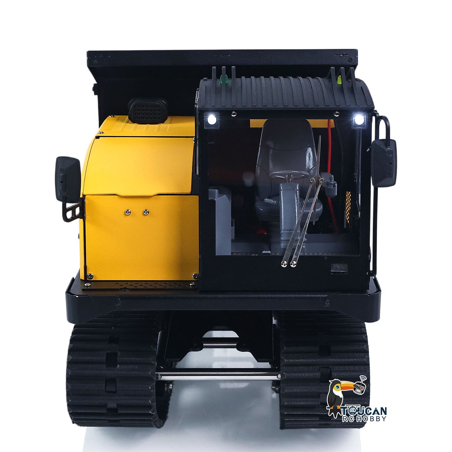 WKLC Metal 1/14 Hydraulic RC Dump Truck T14R Crawler Tracked Tipper Construction Machine Light Sound System Flysky ST8 Radio