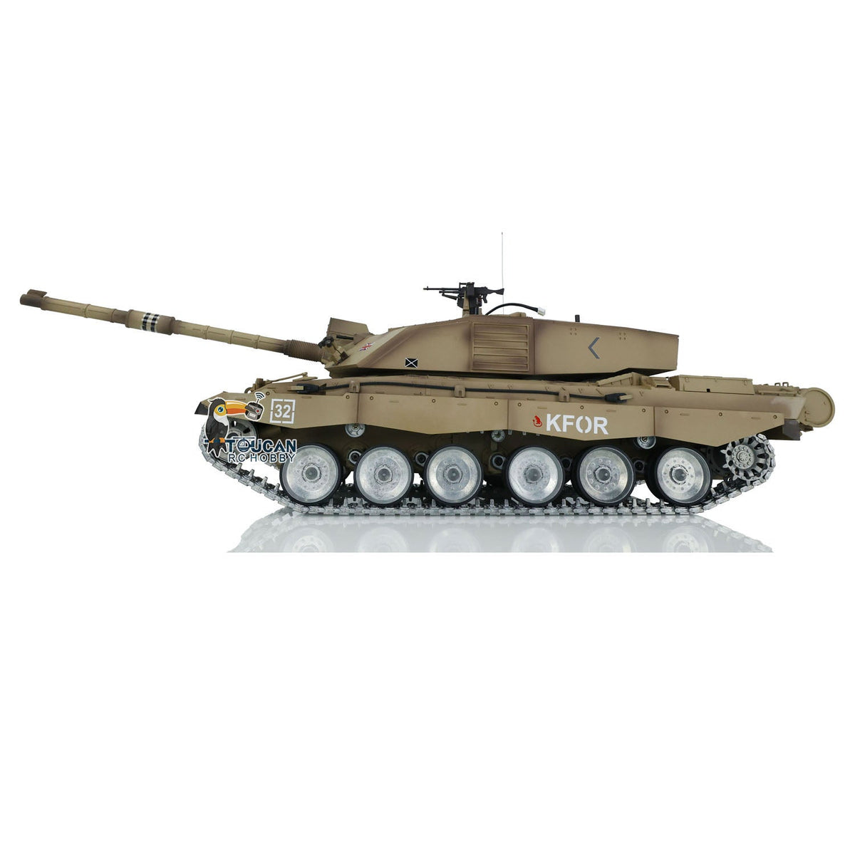 Henglong 1/16 TK7.0 Professional British Challenger II 3908 RTR RC Tank 360 Degrees Turret IR BB Smoke Metal Sprockets Idlers Road Wheels Single Rubber Tracks