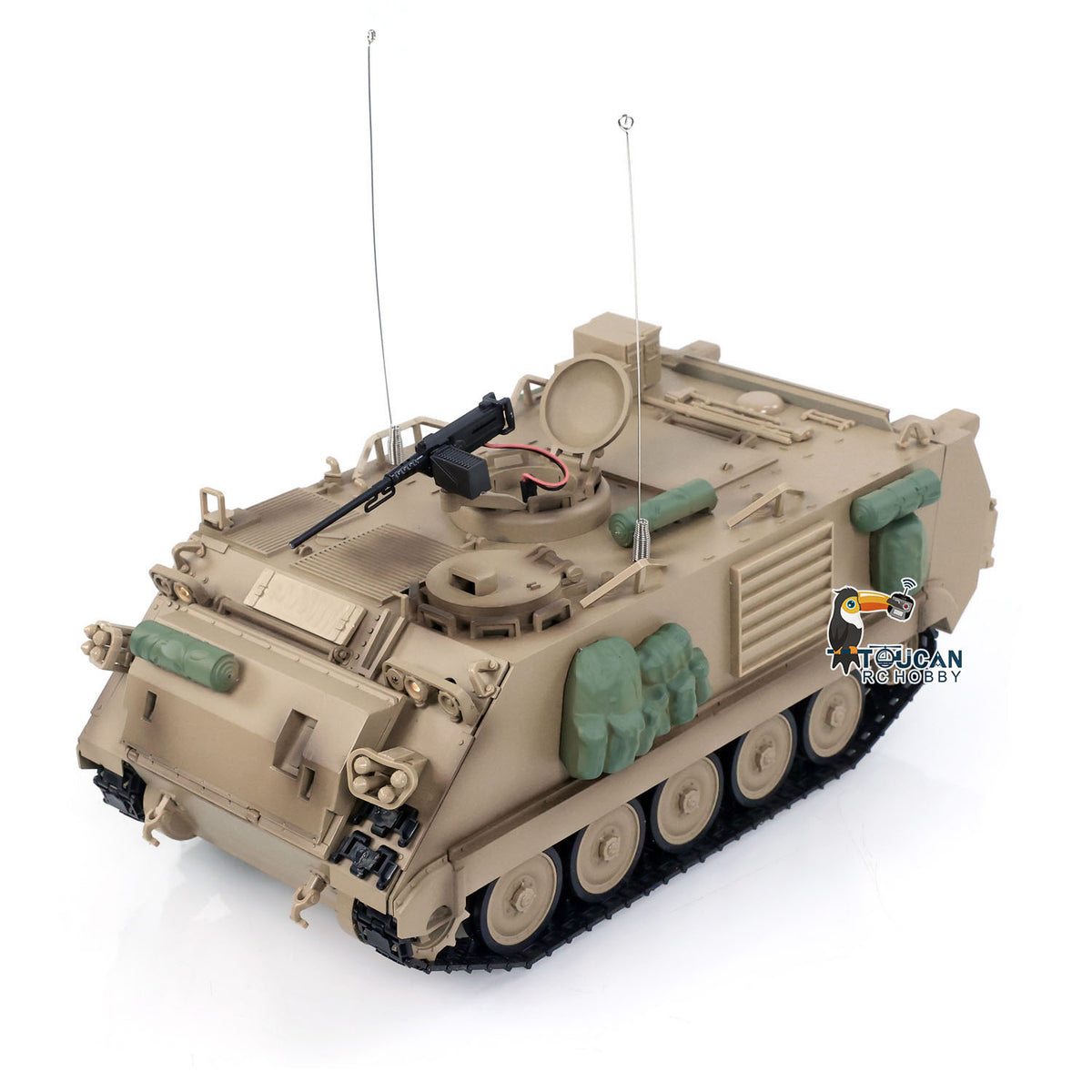 TOUCAN RC HOBBY Fast Free Shipping Tongde 1/16 RC Military Tank M2412-C M113A2 APC Turret Rotation 360 Degree Infrared LED Light Sound System Remote Control Electric Toy Model