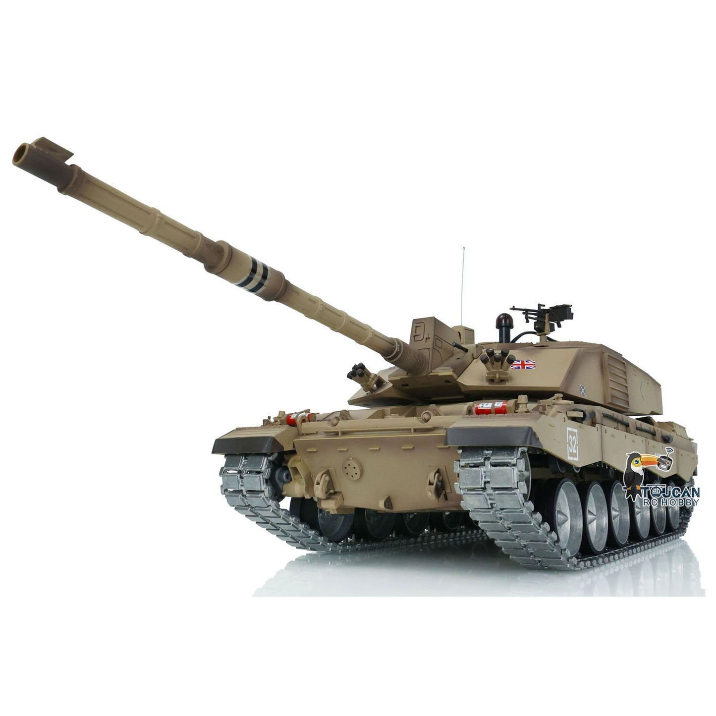 Henglong 1/16 2.4G TK7.0 British Challenger II 3908 RTR RC Tank 360 Degree Turret BB IR Smoke Metal Tracks Sprockets Idlers Road Wheels
