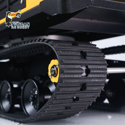 WKLC Metal 1/14 Hydraulic RC Dump Truck T14R Crawler Tracked Tipper Construction Machine Light Sound System Flysky ST8 Radio