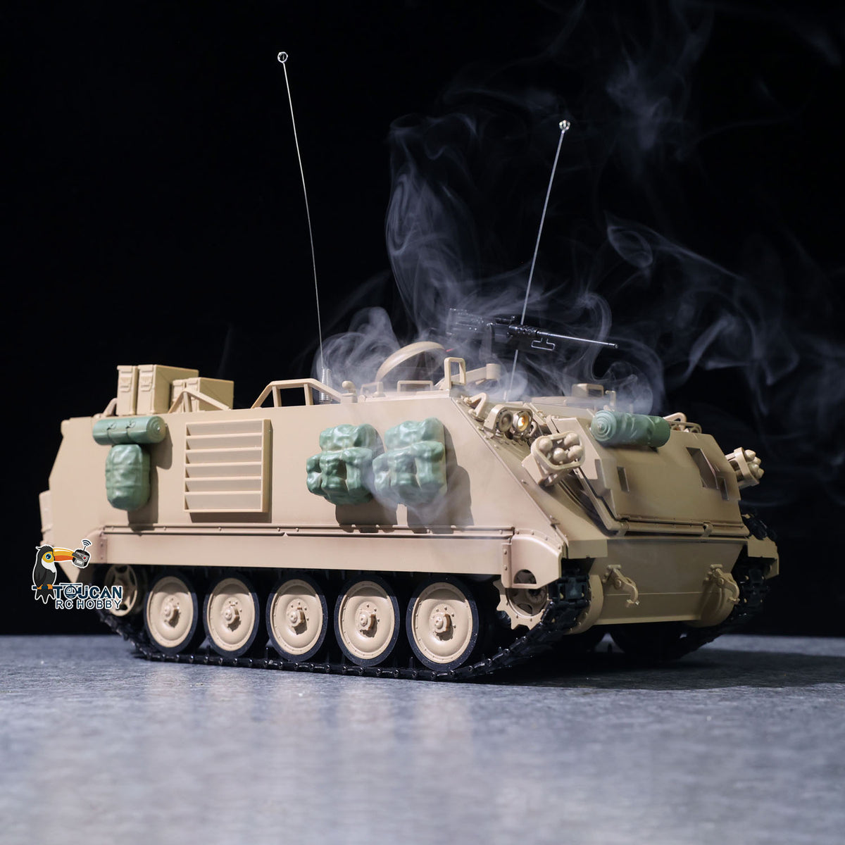 TOUCAN RC HOBBY Fast Free Shipping Tongde 1/16 RC Military Tank M2412-C M113A2 APC Turret Rotation 360 Degree Infrared LED Light Sound System Remote Control Electric Toy Model